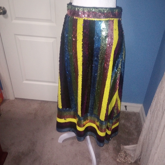 Colorful Sequin Midi Skirt - Picture 1 of 3